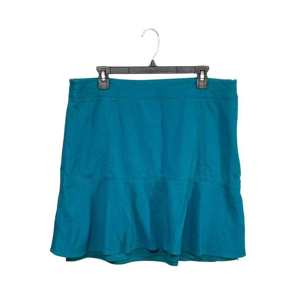 White House Black Market Teal Flounce Skirt Size 16 X-Large Flare Above the Knee